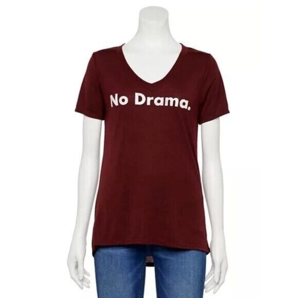 Modern Lux Tops - Juniors' Modern Lux "No Drama" Short Sleeve V-Neck Tee XS